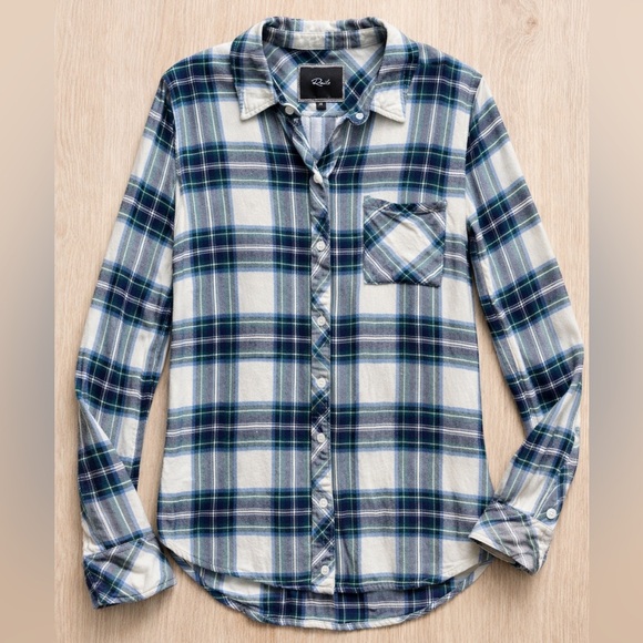 Rails Tops - Rails Blue White Plaid Long Sleeve Button Down | Size XS